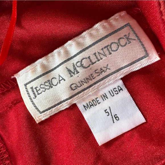 Jessica Mcclintock Mini Red Cocktail Party Metallic Bodycon Vintage Dress Medium - Picture 3 of 5